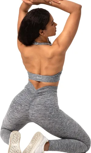 Vista 4 de Danysu Leggings suaves con espalda en V para mujer, mallas suaves de cintura alta para entrenamiento, gimnasio, yoga