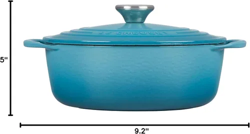 Vista 7 de Le Creuset - Horno holandés redondo poco profundo de hierro fundido, 2.75 cuartos de galón, Caribe