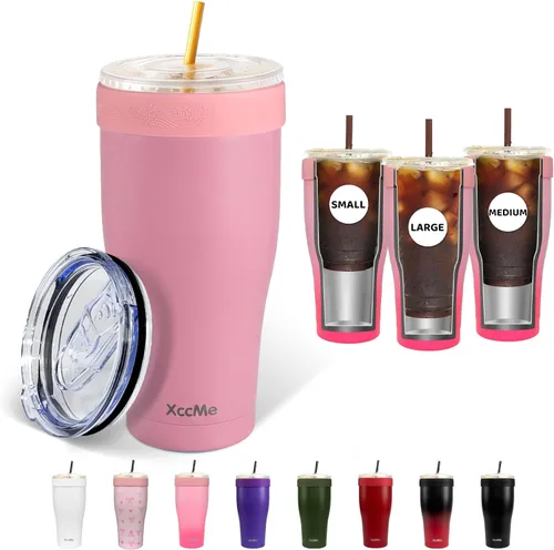 Vista 10 de Funda universal para café helado, aislante de acero inoxidable de 32 onzas, se adapta a tazas Starbucks/Dunkin/McDonalds, doble pared reutilizable