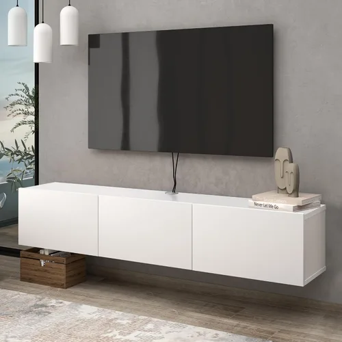 Vista 8 de Atelier Mobili - Soporte de TV flotante negro de 65 pulgadas, centro de entretenimiento flotante para TV de 80 pulgadas, gabinete de TV negro