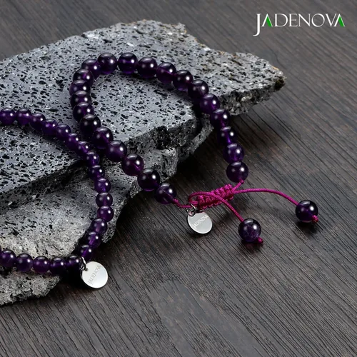 Vista 6 de JADENOVA - Brazalete de piedras de yoga para parejas Amatista