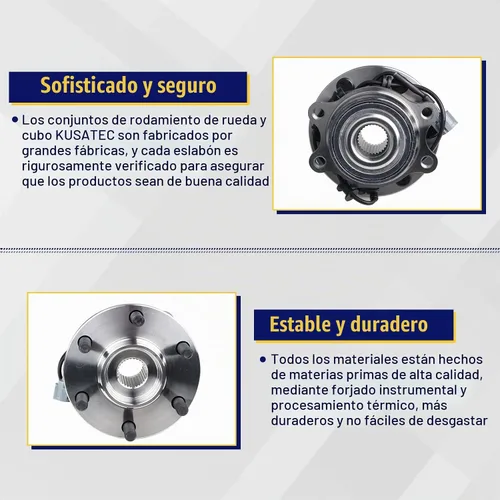 Vista 4 de KUSATEC 515065 Conjunto de cubo de rodamiento de rueda delantera, paquete de 2 para Nissan Frontier 2005-2017 Pathfinder 2005-2012 Xterra 2005-2015