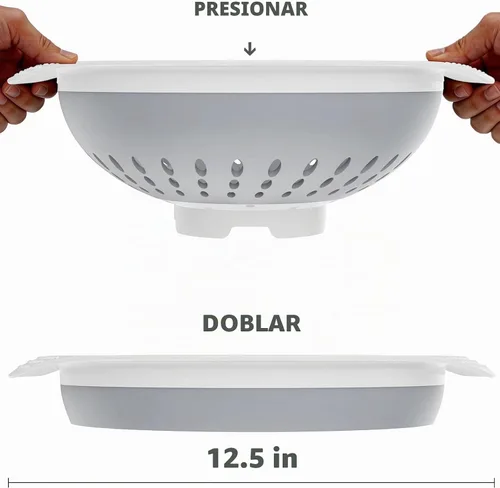 Vista 2 de Colador plegable prémium de 5 cuartos de galón con asas reforzadas