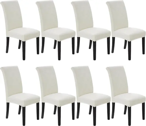 Vista 13 de Juego de 2 fundas para sillas de comedor, fundas elásticas para sillas de comedor, fundas para sillas de cocina de jacquard texturizadas, decoración
