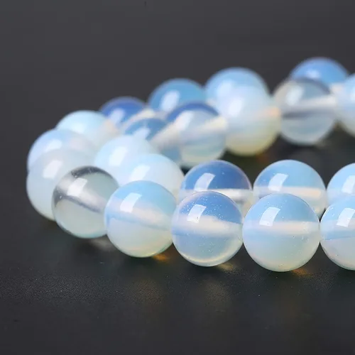 Vista 3 de 4mm 90 piezas Cuentas de piedra natural AAA Cuentas sueltas de cristal de energía redondas de ópalo blanco de 4 mm con poder curativo para hacer