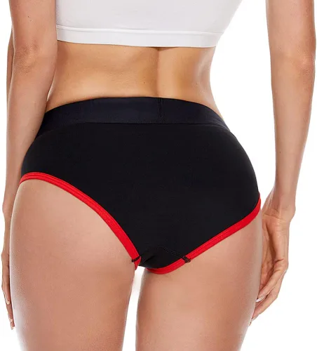 Vista 2 de Arnés de correas para ropa interior con correa en boxers para mujer con junta tórica, talla grande Negro