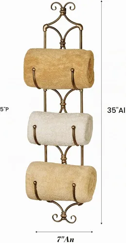 Vista 3 de Touch of Class Bain Wall Mount Rack Oro