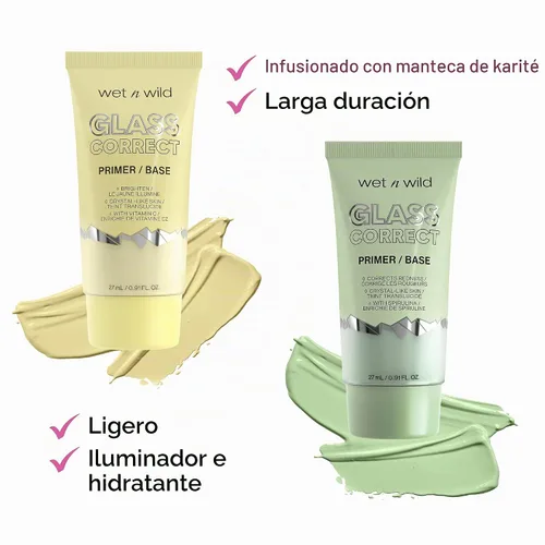Vista 4 de wet n wild Prime Focus Glass Skin Correct Primer, acabado de cristal brillante, amarillo Banana