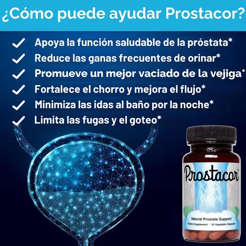 Vista 2 de Prostacor - Suplemento Natural para el Apoyo de la Próstata - Sin GMO, Vegano, Sin Gluten Supports Healthy Urine Flow, Fewer Urges, Bladder