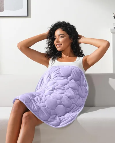 Vista 11 de Kivik Manta con peso para adultos, almohadilla de peso de 7 libras, manta pesada pequeña, almohadillas portátiles de viaje, regalos cálidos