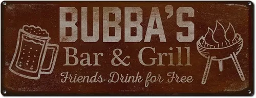 Vista 22 de Adam's Bar and Grill Friends Drink for Free, cartel de aluminio de 5.75 x 15.5 pulgadas, accesorios personalizados para bar y decoración de pared