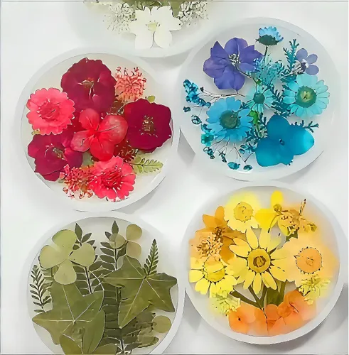 Vista 6 de Moldes de posavasos de resina Loyohep, moldes de silicona para resina, 12 piezas con moldes de posavasos redondos, cuadrados, octagonales y florales