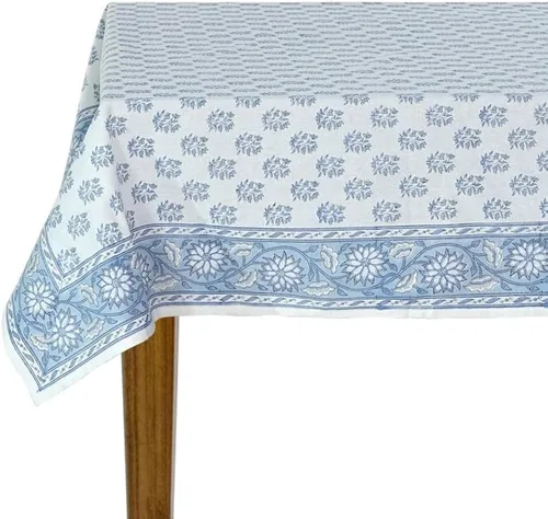 Vista 74 de Ridhi Mantel rectangular con estampado de bloque de mano verde espárragos Espárragos Verde Gadd