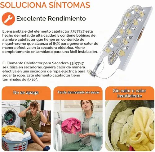 Vista 4 de UPGRADE W11344457 3387747 Elemento calefactor para secadora de Beaquicy – Adecuado para Whirlpool Kenmore elite he4/90 serie elemento calefactor
