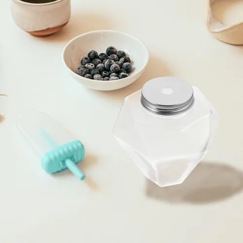 Vista 9 de Kichvoe Botellas de plástico transparente con forma de diamante con tapas, botellas de bebidas multiusos de 17 onzas para almacenamiento de jugo