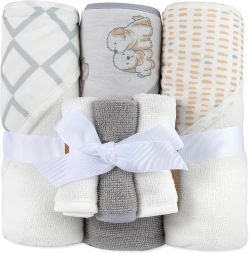 Vista 7 de Juego de 6 toallas de baño con capucha para bebés y niñas recién nacidos, bebés y niños pequeños, juego de toallas con capucha para bebés y niñas