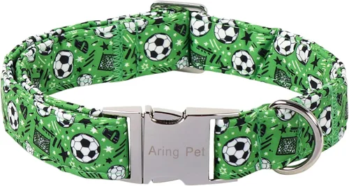 Vista 349 de Aring Pet Collar de algodón, ligero y ajustable, con hebilla de liberación rápida, para perros pequeños, medianos y grandes, para cachorros, S, Hoja