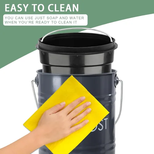 Vista 4 de Vipush Contenedor de compostaje para encimera de cocina compostador con tapa, contenedor pequeño de compost, incluye forro interior de cubo de abono