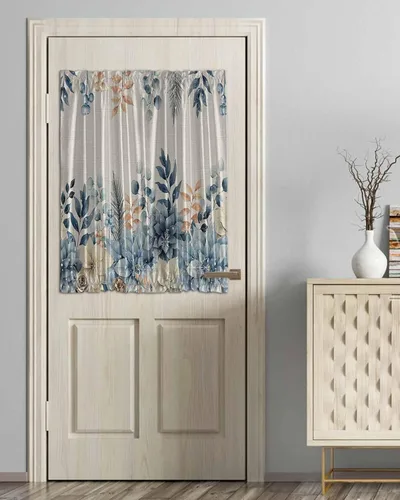 Vista 8 de Cortinas de puerta francesa de Navidad para ventana de puerta, panel de cortina con bolsillo para barra con alzapaños para luz lateral delantera