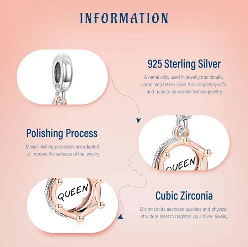 Vista 90 de Amufer S925 Charms for Women, compatible with Pandora Bracelets and Necklaces, Jewelry Gift