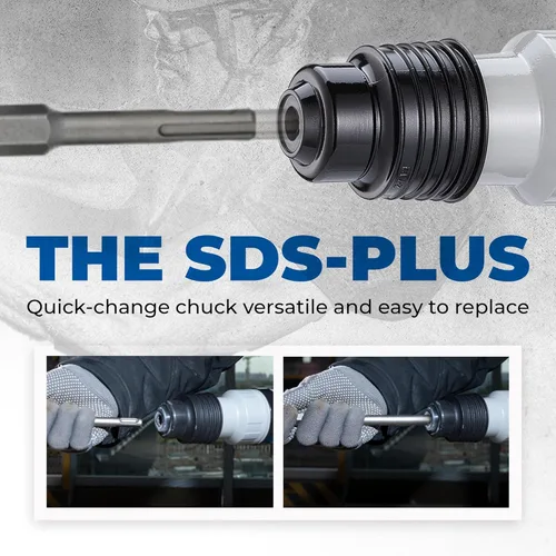 Vista 4 de Dong Cheng Taladro de martillo giratorio SDS-Plus de 1-1/8 pulgadas con embrague de seguridad, martillo de demolición con cable resistente de 9.2