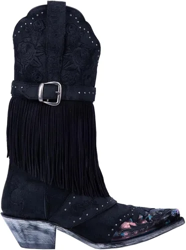Vista 4 de Dan Post Boots Womens Bed Of Roses Snip Toe Casual Boots Mid Calf Mid Heel 2-3" - Black