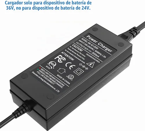 Vista 3 de Adaptador de corriente de 42V 2A PowerFast, Conector en línea de 3 clavijas para Sports Mod de 36V, Pocket Mod batería de litio, cargador de batería