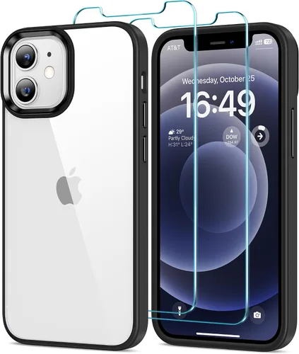 Vista 58 de HOOMIL Funda para iPhone 11 con 2 protectores de pantalla de vidrio templado, no amarillea, protección contra caídas, arañazos, transparente, parte