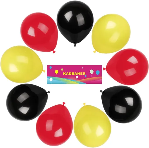 Vista 2 de KADBANER Globos rojos, amarillos y negros, paquete de 100 globos de látex de 12 pulgadas