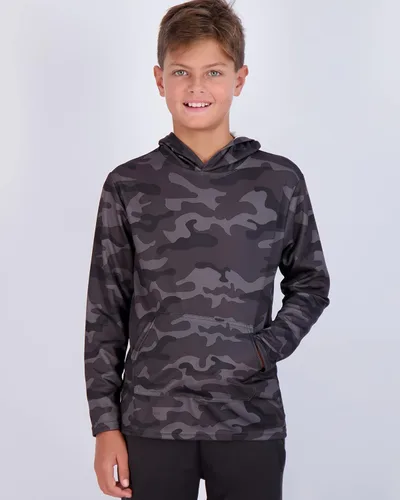 Vista 2 de Real Essentials Paquete de 3 sudadera con capucha de malla de manga larga para jóvenes bolsillo canguro niños y niñas