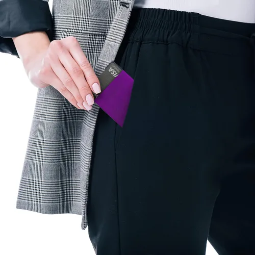 Vista 7 de Modern Carry Tarjetero elástico minimalista, cartera minimalista ultra fina para hombres y mujeres, tarjetero de crédito y tarjetas de visita