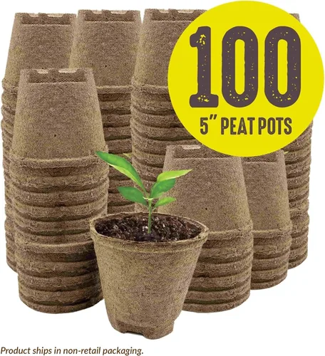 Vista 2 de Jiffy Macetas de turba biodegradables para plántulas, 5 pulgadas, paquete