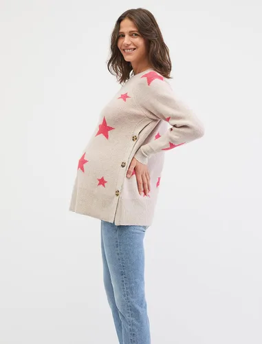 Vista 3 de Motherhood Maternity Suéter tipo túnica con cuello redondo para mujer