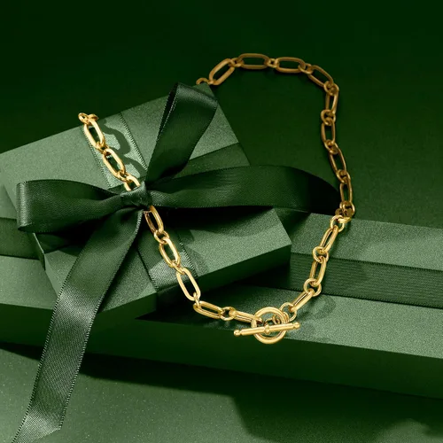 Vista 6 de Ross-Simons Italian 18kt Gold Over Sterling Paper Clip Link Necklace