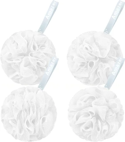 Vista 10 de AmazerBath Esponja de Lufa 60g/Pieza, Esponja Exfoliante de Baño Depuradora Corporal, Juego de Lufa de 4 - Blanco Gris-Rosa-Verde Militar-Verde