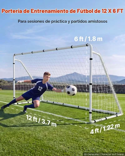 Vista 2 de VEVOR Soccer Goal 12x6 FT Soccer Goal for Backyard with Iron Frame PE Net