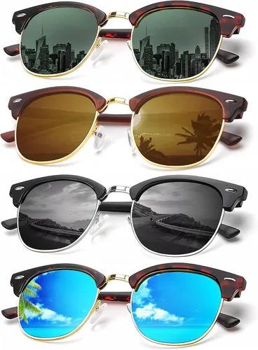 Vista 8 de KALIYADI - Gafas de sol polarizadas para hombres y mujeres unisex, marco semirretráctil, estilo retro, para conducir, con bloqueo UV