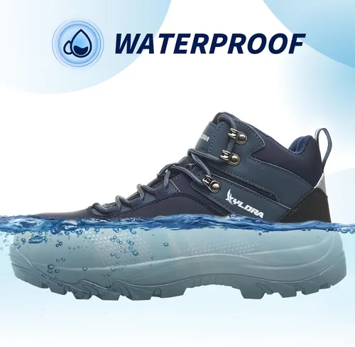 Vista 3 de Botas impermeables con punta de acero para hombres, de ancho amplio, antideslizantes, para trabajo, ligeras, zapatos de seguridad, antideslizantes