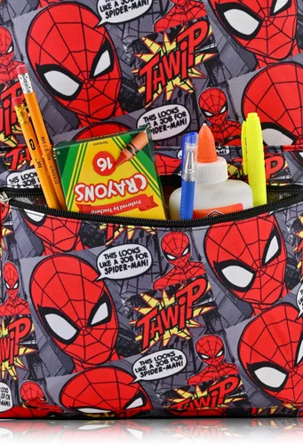 Vista 5 de Marvel Spider-Man - Mochila para niños, mochila escolar de 16 pulgadas Gris