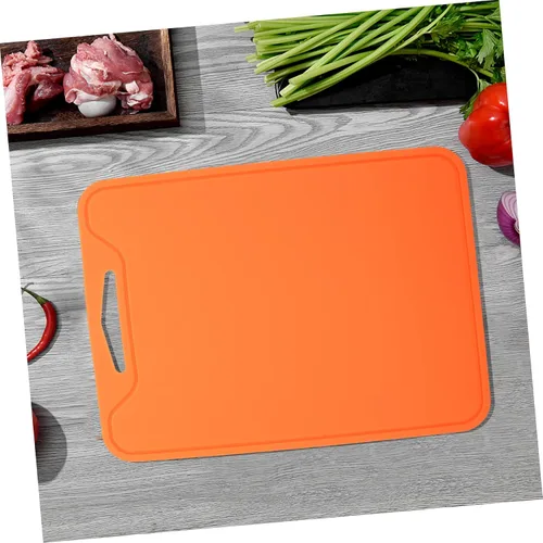 Vista 9 de jojofuny Tabla de cortar de silicona Tabla de cortar carne antideslizante fácil de limpiar portátil naranja