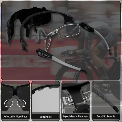 Vista 3 de ROCKNIGHT Gafas de sol deportivas de ciclismo para hombre, polarizadas, protección UV, plateadas, espejadas, para exteriores, cabeza media, ligeras