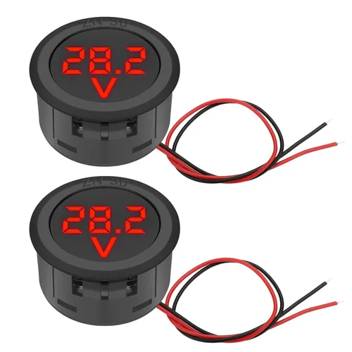 Vista 7 de Linkstyle Medidor de voltaje de 2 piezas CC 12 V 24 V, voltímetro de batería de 4 V-100 V, medidor de voltaje de automóvil, pantalla digital LED