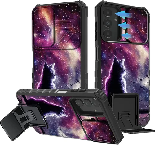 Vista 20 de Funda para Samsung Galaxy A13 5G/4G/A04S, Galaxy A13 5G con cubierta de cámara deslizante, funda de doble capa integrada con función atril
