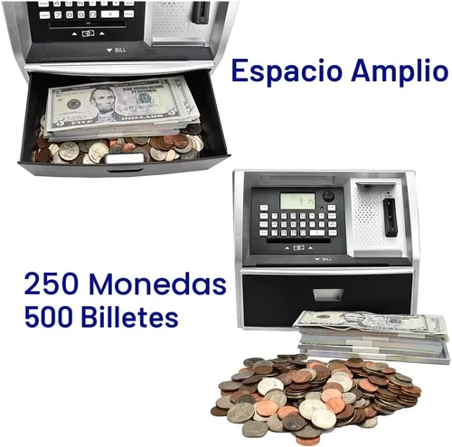Vista 4 de Banco de ahorros tipo cajero automático con tarjeta de débito, alcancía electrónica para dinero real, reconocimiento de monedas, configuración