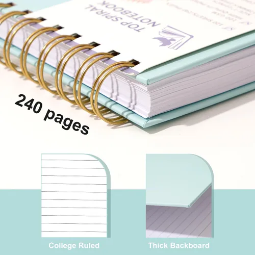 Vista 5 de Yoment Cuaderno de espiral superior, bloc de notas de tapa dura, 240 páginas, cuadernos de espiral encuadernados en la parte superior, 7 x 10
