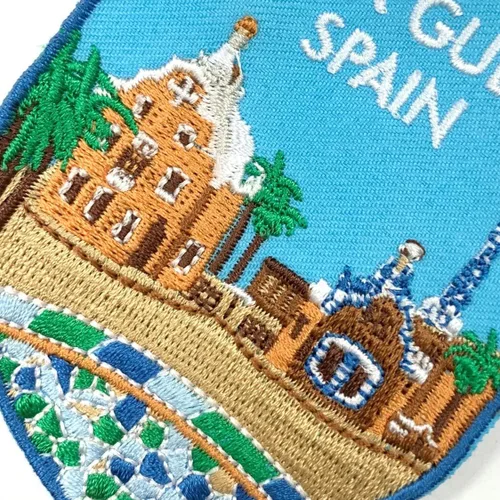 Vista 5 de A-ONE Barcelona Park Güell Lizard España 3D Home Round Freezer Magnet 1PC+Park Guell Landscape Iron On Patch 1PC Imán de nevera de ciudad, parche