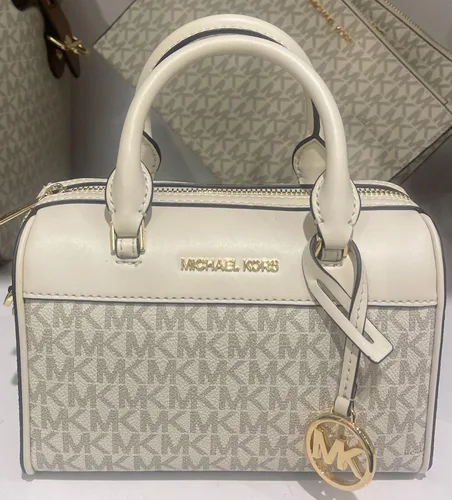 Vista 7 de Michael Kors Bolsa de viaje extra pequeña de piel y lona recubierta