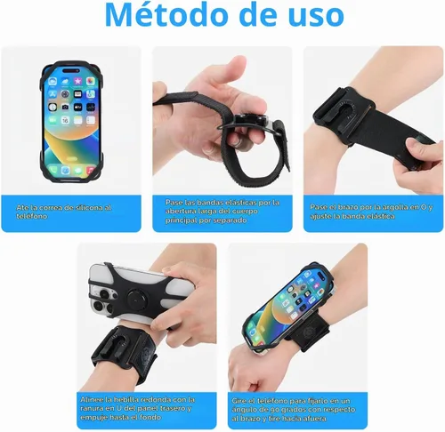 Vista 7 de Brazalete de soporte para teléfono a prueba de sudor, rotación de 360°, banda universal para correr iPhone 17 16 15 14 13 12 11 Pro Max Samsung
