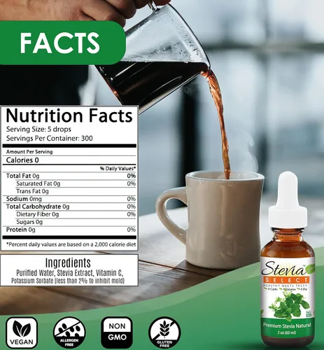 Vista 7 de Stevia Select Paquete de 2 líquidos de stevia en polvo y stevia pura orgánica