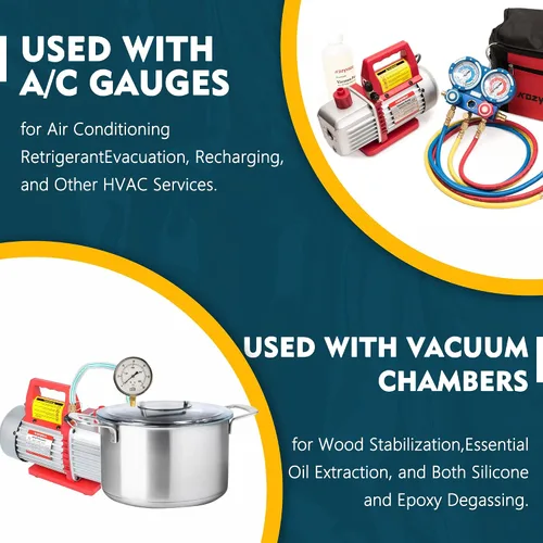 Vista 2 de bomba de vacío HVAC de una sola etapa, 3.5CFM - Ideal para herramientas de reparación de aire acondicionado, bomba de vacío de aire acondicionado